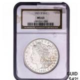 1921-D Morgan Silver Dollar NGC MS63