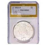 1922-D Silver Peace Dollar PGA MS65