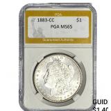 1883-CC Morgan Silver Dollar PGA MS65
