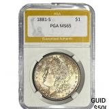 1881-S Morgan Silver Dollar PGA MS65