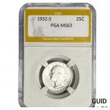 1932-S Washington Silver Quarter PGA MS63