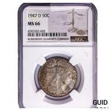 1947-D Walking Liberty Half Dollar NGC MS66