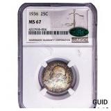 1936 CAC Washington Silver Quarter NGC MS67