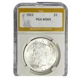 1922 Silver Peace Dollar PGA MS64