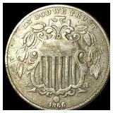 1866 Shield Nickel NEARLY UNCIRCULATED