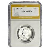 1953-S Washington Silver Quarter PGA MS66+
