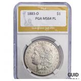1883-O Morgan Silver Dollar PGA MS64 PL