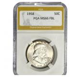 1958 Franklin Half Dollar PGA MS66 FBL