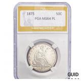 1875 Seated Liberty Half Dollar PGA MS64 PL