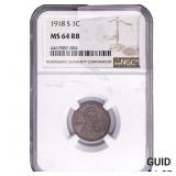1918-S Wheat Cent NGC MS64 RB