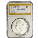 1878 8TF Morgan Silver Dollar PGA MS64