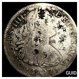 1797 Mexico Silver 8 Reales Chopmarked NEARLY UNCI