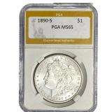 1890-S Morgan Silver Dollar PGA MS65
