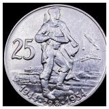 1954 Czechoslovakia Silver 25 Korun UNCIRCULATED