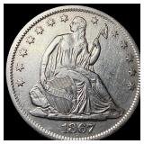 1867-S Silver Half Dollar CLOSELY UNCIRCULATED