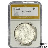 1921 Morgan Silver Dollar PGA MS66