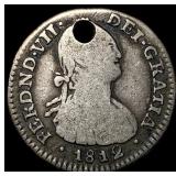 1810 Colombia Silver 1 Reale Holed NEARLY UNCIRCUL