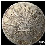 1876 Mexico Silver 8 Reales Chopmarks NEARLY UNCIR