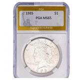 1935 Silver Peace Dollar PGA MS65