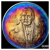 1978 Mexico Silver 100 Pesos Toned UNCIRCULATED
