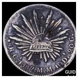 1887 Mexico Silver 8 Reales Chopmarks NEARLY UNCIR