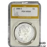 1886-S Morgan Silver Dollar PGA MS64