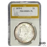 1879-S Morgan Silver Dollar PGA MS65+ PL