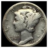 1921-D Silver Mercury Dime LIGHTLY CIRCULATED
