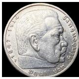 1936 Germany Silver 5 Marks UNCIRCULATED