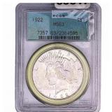 1922 Silver Peace Dollar PCGS MS63