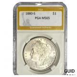 1880-S Morgan Silver Dollar PGA MS65