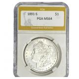 1891-S Morgan Silver Dollar PGA MS64