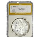 1886-S Morgan Silver Dollar PGA MS64