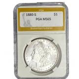 1880-S Morgan Silver Dollar PGA MS65