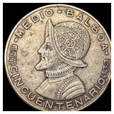 1953 Panama Silver Half Balboa  CLOSELY UNCIRCULAT