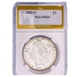 1880-O Morgan Silver Dollar PGA MS64