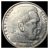 1938 Germany Silver 5 Reichsmarks CHOICE BU