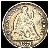 1871 Silver Seated Liberty Half Dime HIGH  GRADE