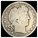 1892 Silver Barber Half Dollar NICELY  CIRCULATED