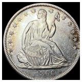 1866 Seated Liberty Half Dollar CLOSELY UNCIRCULAT
