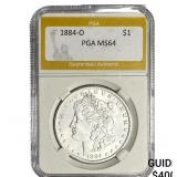 1884-O Morgan Silver Dollar PGA MS64