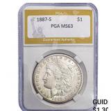 1887-S Morgan Silver Dollar PGA MS63