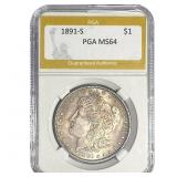 1891-S Morgan Silver Dollar PGA MS64