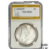 1878 8TF Morgan Silver Dollar PGA MS64
