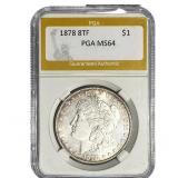 1878 8TF Morgan Silver Dollar PGA MS64