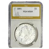 1891 Morgan Silver Dollar PGA MS64