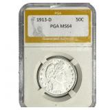 1913-D Barber Half Dollar PGA MS64