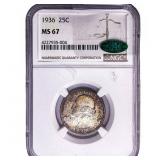 1936 CAC Washington Silver Quarter NGC MS67