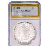 1881 Morgan Silver Dollar PGA MS65+