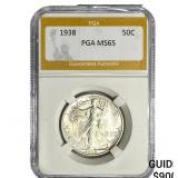 1938 Walking Liberty Half Dollar PGA MS65
